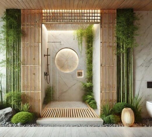 Zen garden idea demonstrations for doorless walk-in shower